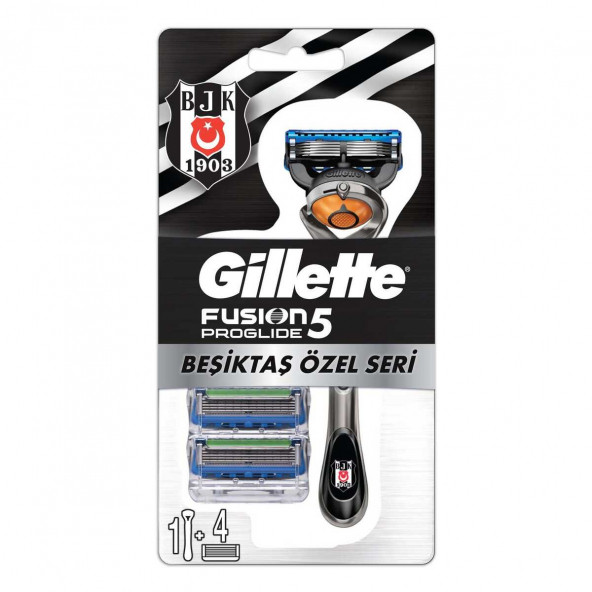 Gillette Fusion 5 Proglide Tıraş Makinesi + 4'lü Yedek Başlık Beşiktaş Özel Seri