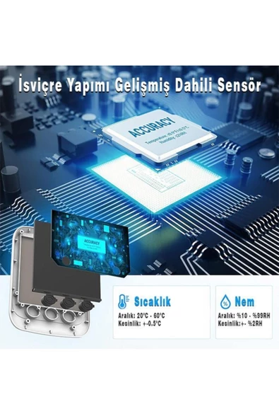 Cosmostech Thermo TP-359 Akıllı İç Mekan Isı ve Nem Ölçer Termometre - Resim 6