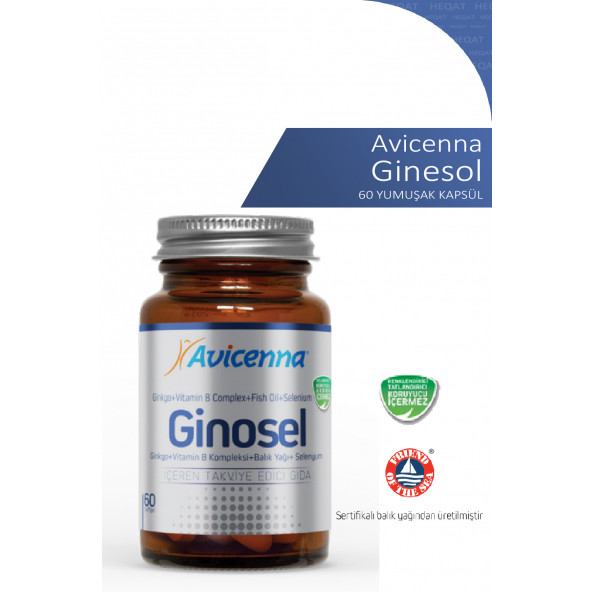 Avicenna - Ginesol - Balık Yağı, Gingko, Vitamin B, Selenyum İçeren Takviye Edici Gıda - 60 Softgel Kapsül