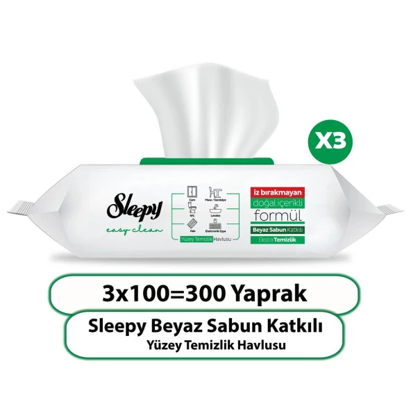 Sleepy Easy Clean Yüzey Temizlik Havlusu&Mendili 3X100 (300 Yaprak) - 2