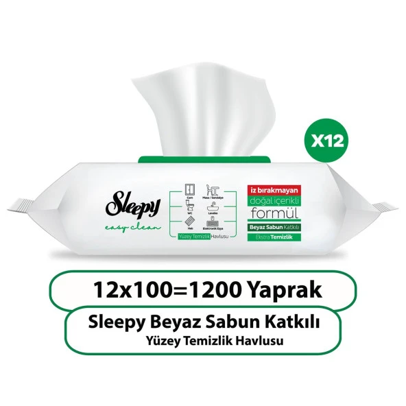 Sleepy Easy Clean Yüzey Temizlik Havlusu&Mendili 12X100 (1200 Yaprak) - 2