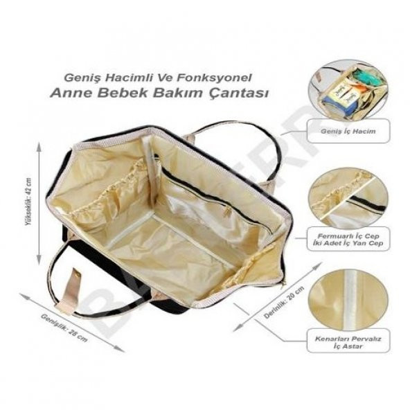 Çok Amaçlı Anne Bebek Bakım Sırt Çantası Klasik Siyah - 3