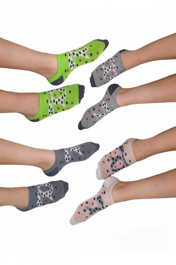 4 Çift Yazlık Kız Çocuk Babet Çorap 11-12 Yaş Bt-0572 - 3