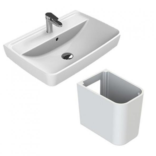 Turkuaz Cerastyle Duru Lavabo 50 40 cm ve Noura Yarım Ayak - Resim 4