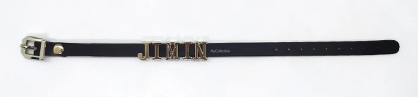 Siyah Jimin Bts Army Suni Deri 21 cm Ayarlanabilir Bileklik - 2