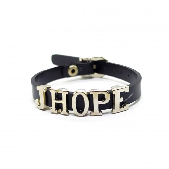 Siyah Jhope Bts Army Suni Deri 21 cm Ayarlanabilir Bileklik