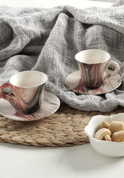 Gift Kahve Fincan Takımı 2 Kişilik El Yapımı Türk Kahvesi Expresso Fincanı Seti - 7