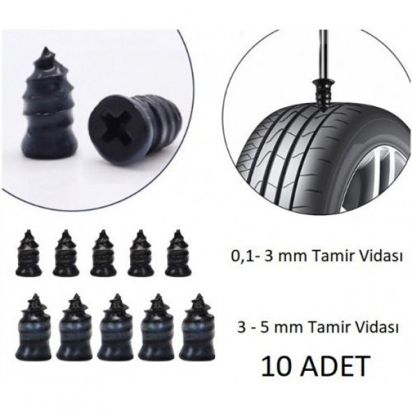 Lastik Tamir Kiti 10 Adet Kauçuk Çivi Parçaları Oto Kamyon Otobüsleri Motosiklet Tamir Seti Dublex - 4