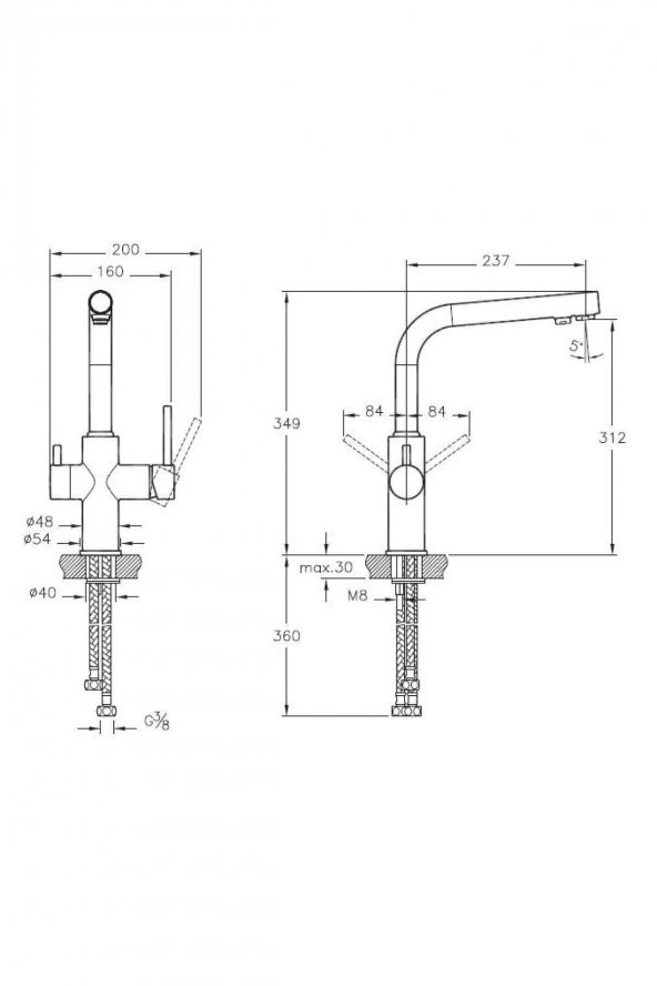 Artema A42144 Split Dual-Flow Mutfak Bataryası - 2