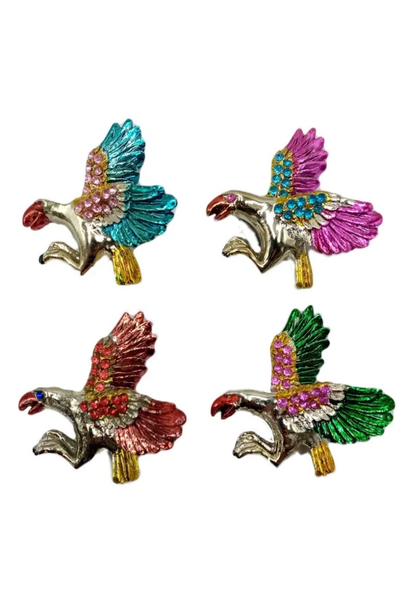 Amerikan Kartalı Magnet Dört Renk Kristal Taşlı Dörtlü Set - Resim 4
