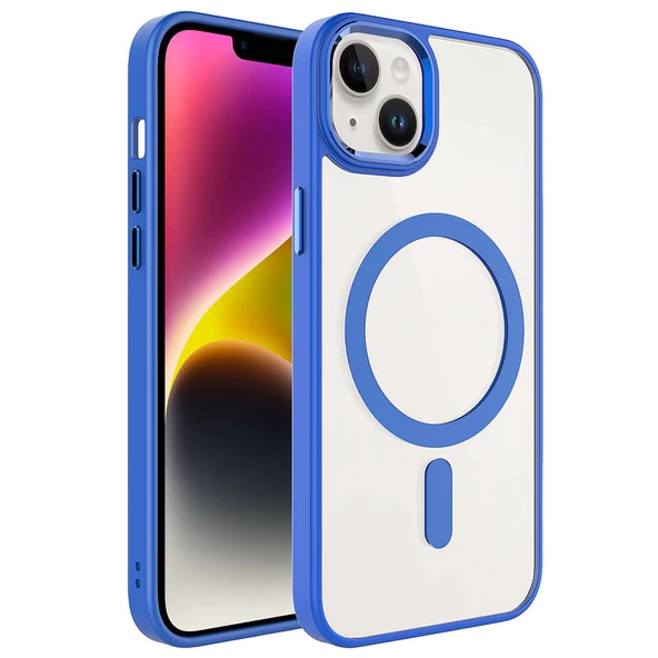 Apple iPhone 13 Kılıf Wireless Şarj Özellikli Krom Magsafe Kılıf - Resim 8