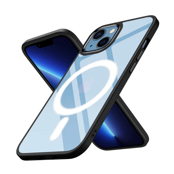 Apple iPhone 13 Kılıf Wireless Şarj Özellikli Krom Magsafe Kılıf - Resim 11