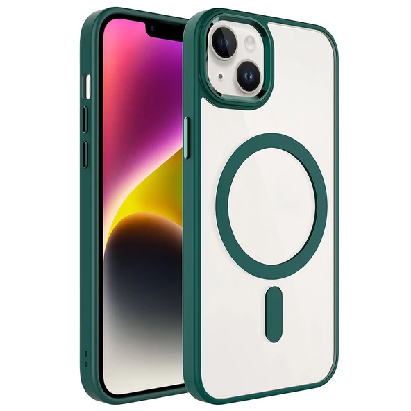 Apple iPhone 13 Kılıf Wireless Şarj Özellikli Krom Magsafe Kılıf - Resim 5