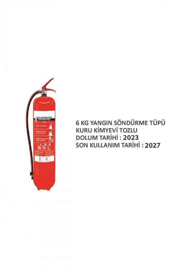 6 Kg Tozlu Yangın Söndürme Tüpü - 4 Yıl Garantili Ruhsata Uygun 2023 - 2027 - 2