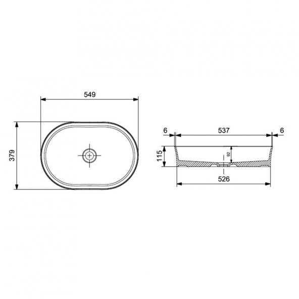 Bocchi Sottile Slim Line Çanak Lavabo 55 Cm Mat Yasemin 1521-007-0125 - 2