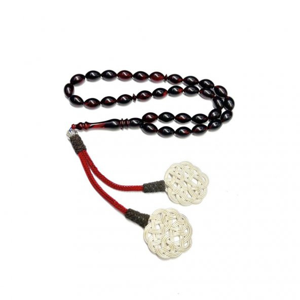 Beyzi Model Kazaz Püsküllü 7-11mm Ateş-Sıkma Kehribar Tesbih - Resim 2