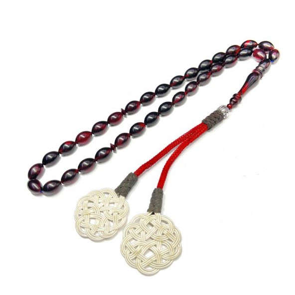 Beyzi Model Kazaz Püsküllü 7-11mm Ateş-Sıkma Kehribar Tesbih - Resim 3