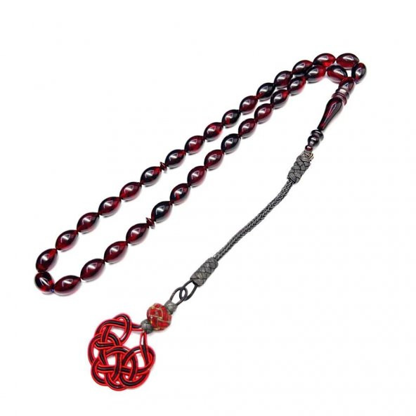 Beyzi Model Kazaz Püsküllü 7-11mm Ateş-Sıkma Kehribar Tesbih - Resim 4