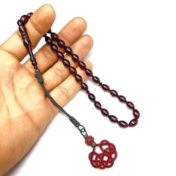 Beyzi Model Kazaz Püsküllü 7-11mm Ateş-Sıkma Kehribar Tesbih - Resim 5