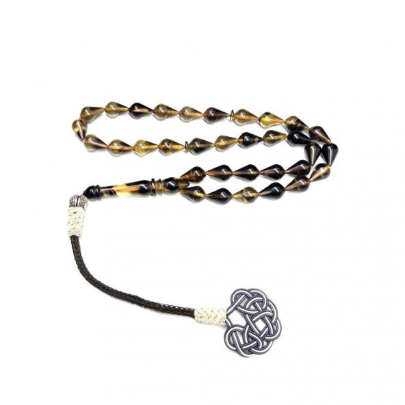 Damla Model Kazaz Püsküllü 7-11mm Ateş-Sıkma Kehribar Tesbih - Resim 2