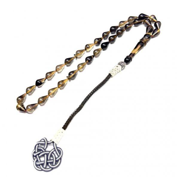 Damla Model Kazaz Püsküllü 7-11mm Ateş-Sıkma Kehribar Tesbih - Resim 4