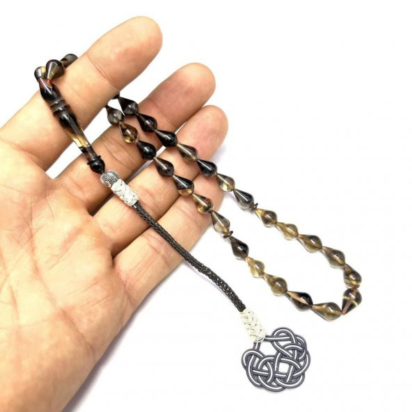 Damla Model Kazaz Püsküllü 7-11mm Ateş-Sıkma Kehribar Tesbih - Resim 5