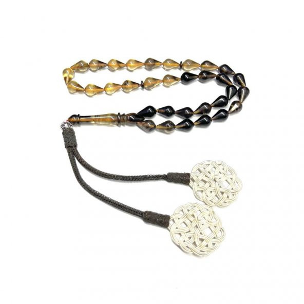 Damla Model Kazaz Püsküllü 7-11mm Ateş-Sıkma Kehribar Tesbih - Resim 2