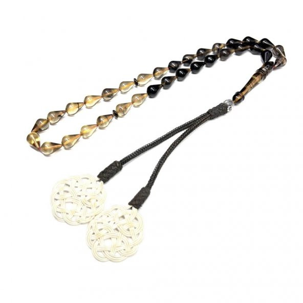 Damla Model Kazaz Püsküllü 7-11mm Ateş-Sıkma Kehribar Tesbih - Resim 4