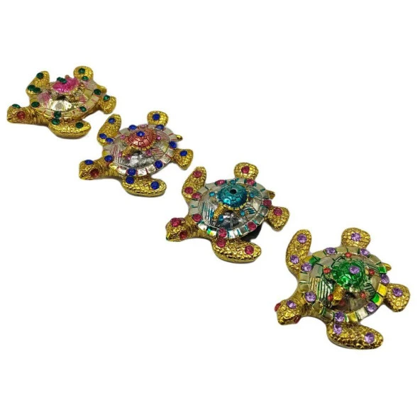Kaplumbağa Magnet Dört Renk Kristal Taşlı Dörtlü Set - Resim 2