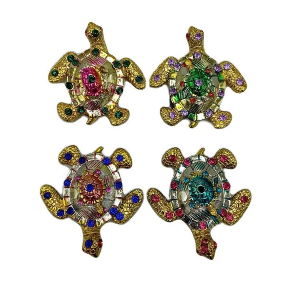 Kaplumbağa Magnet Dört Renk Kristal Taşlı Dörtlü Set - Resim 3