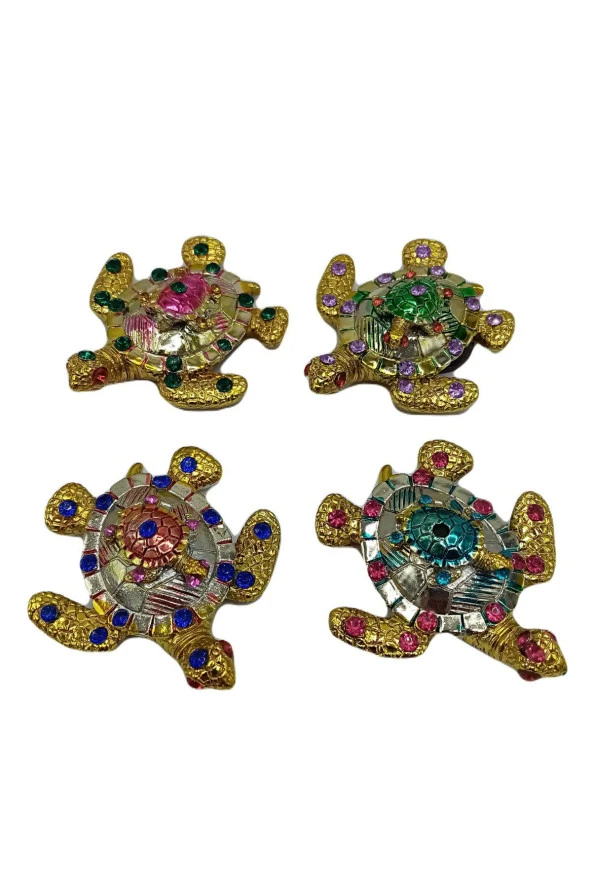Kaplumbağa Magnet Dört Renk Kristal Taşlı Dörtlü Set - Resim 6