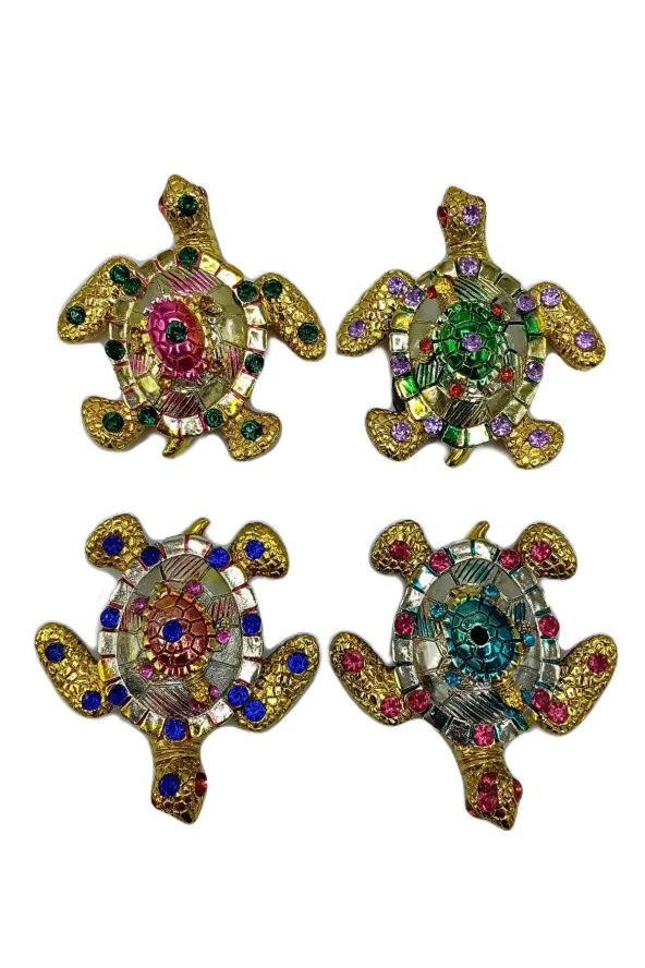 Kaplumbağa Magnet Dört Renk Kristal Taşlı Dörtlü Set - Resim 7