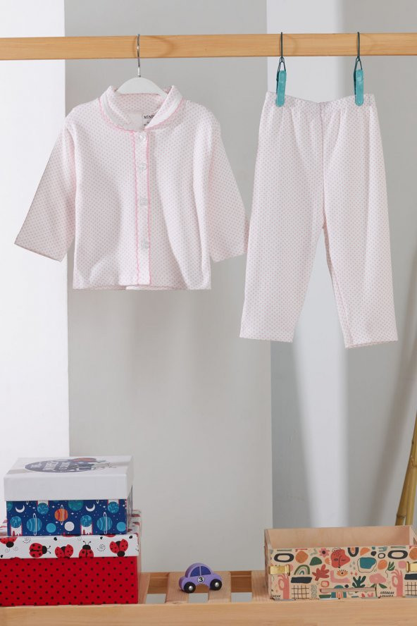 Kız Çocuk Düğmeli Pijama Takımı 14496
