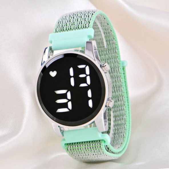 Kadın Kol Saati Mint Yeşil Cırtlı Kordon Yetişkin Kız Çocuk Saati ST-304164