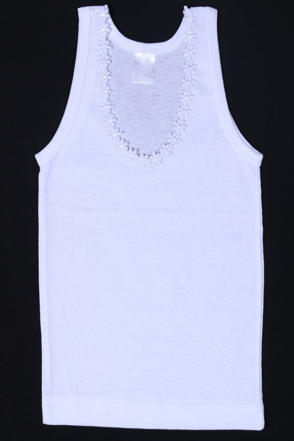 Kız Çocuk Beyaz Çiçekli 1-9 Yaş 6lı Atlet 11793 - 2