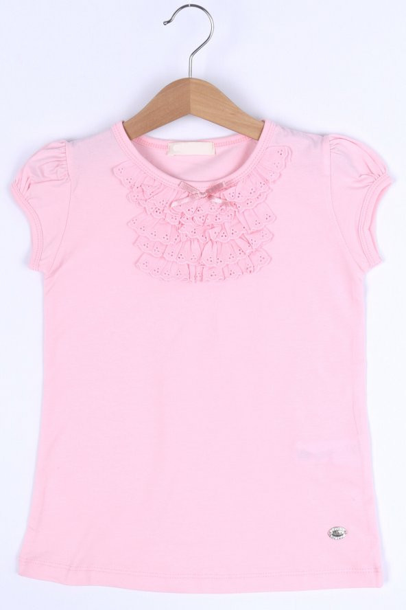 Kız Bebek Açık Pembe 1-3 Yaş Dantelli T-Shirt 6640-1