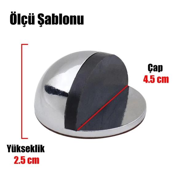 Yarımay Kapı Stoperi Durdurucu Tutucu Tamponu Yapışkanlı Metal Kapı Stopu Krom (5 ADET) - 5