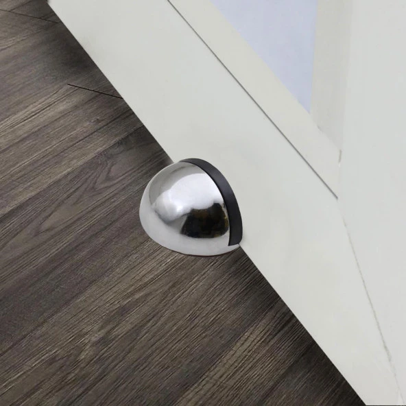 Yarımay Kapı Stoperi Durdurucu Tutucu Tamponu Yapışkanlı Metal Kapı Stopu Krom (5 ADET) - 6