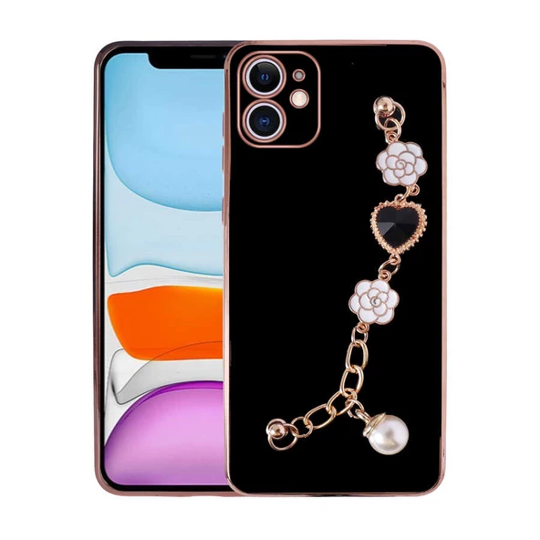 Vendas iPhone 11 Takı Serisi El Tutamaçlı Kamera Korumalı Fashion Taşlı Silikon Kılıf - 5