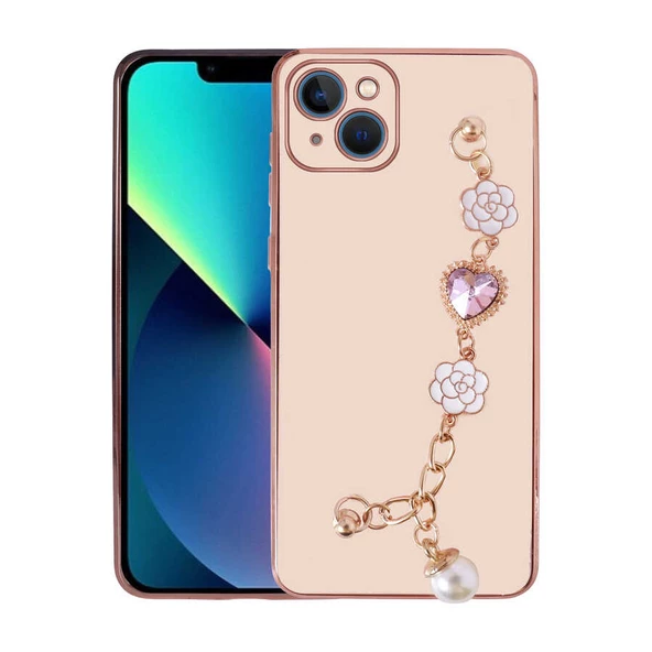Vendas iPhone 13 Takı Serisi El Tutamaçlı Kamera Korumalı Fashion Taşlı Silikon Kılıf - 4