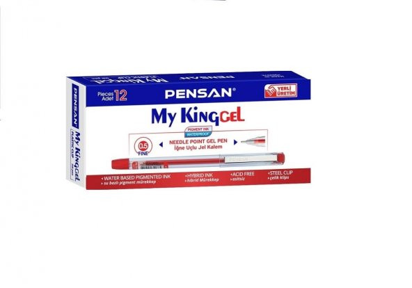 İğne Uçlu Jel Kalem 12 Adet Kırmızı 0.5 Pilot Kalem Pensan Mykinggel İğne Uçlu Jel Kalem Pilot Kalem 12 Kırmızı Tane 0.5mm
