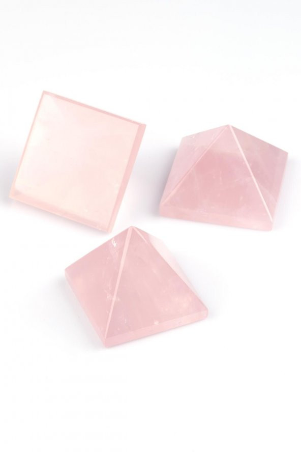 Pembe Kuvars Doğal Taş Piramit - 2