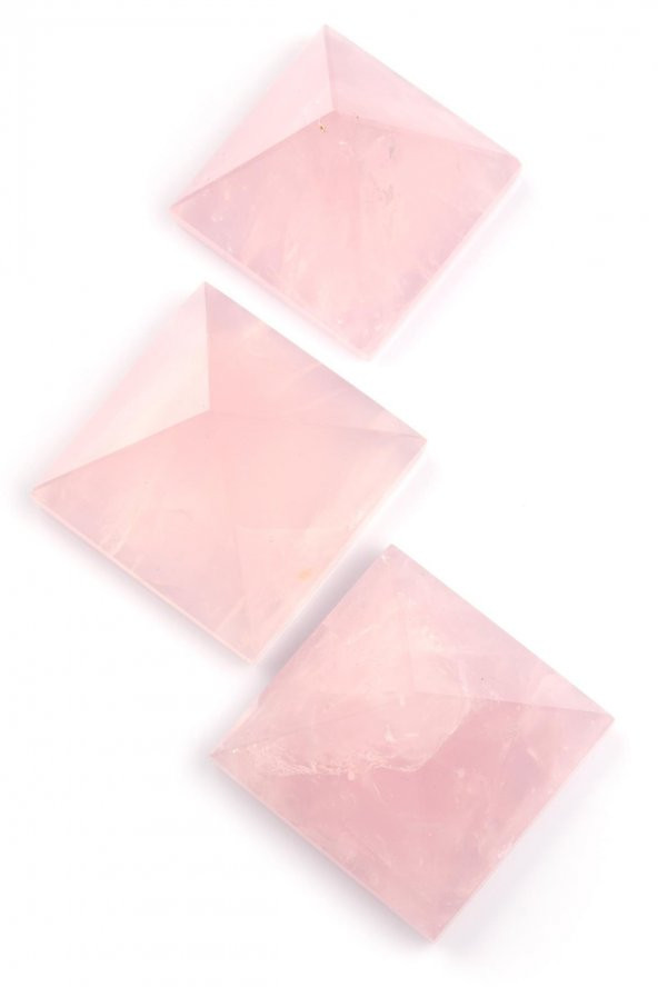 Pembe Kuvars Doğal Taş Piramit - 3