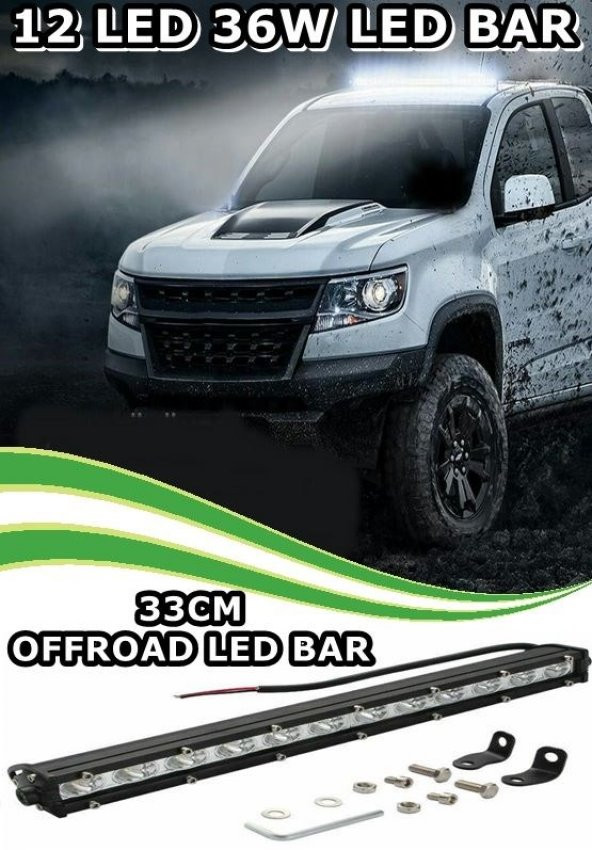 NKT GROUP Off Road Tek Sıra Led Bar Düz 33 Cm 36w 12 Ledli