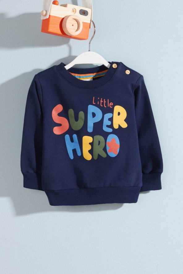 Erkek Bebek Super Hero Baskı Sweatshirt 6-36 Ay 10667