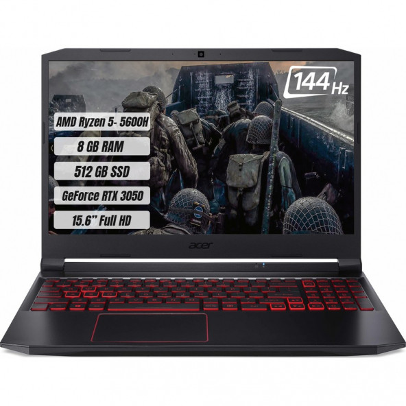 Acer Nitro 5 AN515-45 Ryzen 5 5600H 8GB 512GB SSD RTX3050 Freedos 15.6" FHD Taşınabilir Bilgisayar NH.QBAEY.002 - Resim 1