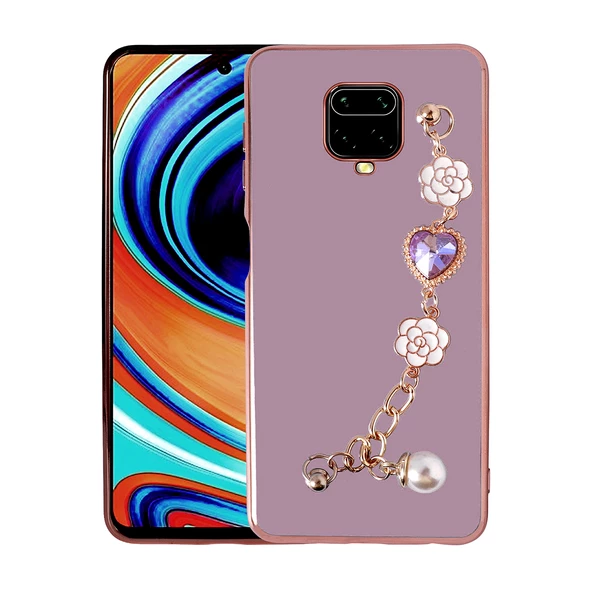 Vendas Xiaomi Redmi Note 9S Takı Serisi El Tutamaçlı Kamera Korumalı Fashion Taşlı Silikon Kılıf - 8