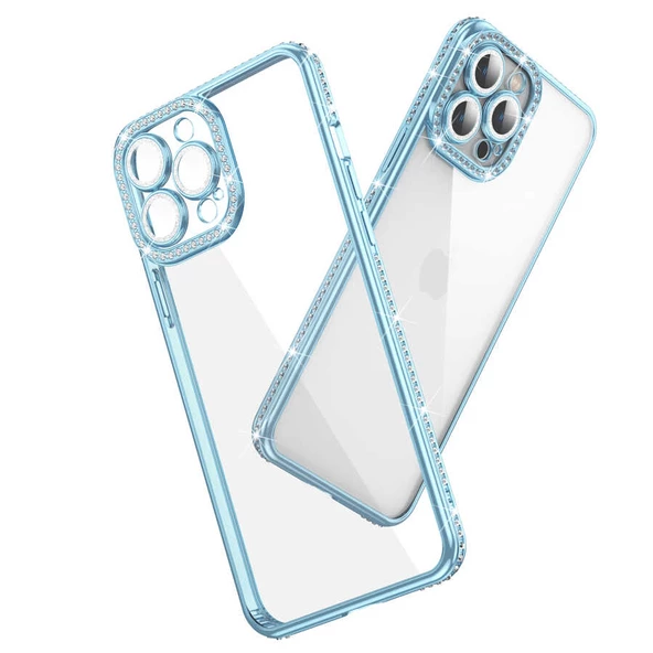 iPhone 13 Pro Max Kılıf Kamera Korumalı Taşlı Zore Mina Kılıf - Resim 9