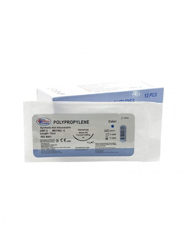 Emilemeyen POLYPROPYLENE İPLİK USP 3/0 24 MM KESKİN 3/8 75 CM 12li Paket - 3