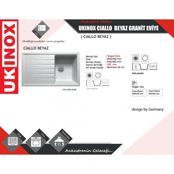 Ukinox Ciallo KUM Beyaz - 86 CM - 2